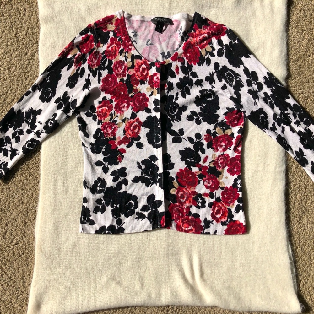 White House Black Market Top With Flowers
